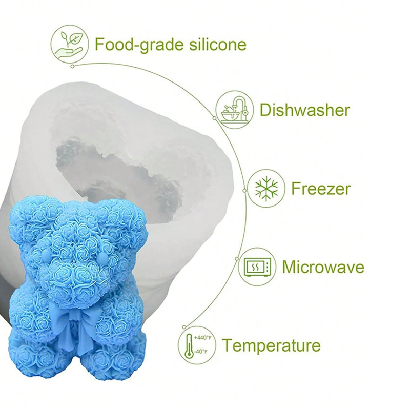 Rose Bow Bear Candle Silicone  - Soap Making Gifts ulasan dan harga